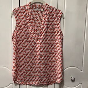 Halogen V-Neck Print Sleeveless Top Blouse size XS